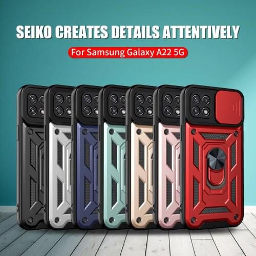 For Sasung Galaxy A22 4G 5G Case Stand Ring Push Pull Camera Protection Phone Cover A52 A32 A82 A72 A42 A12 A02s A51 A 71 31 20s