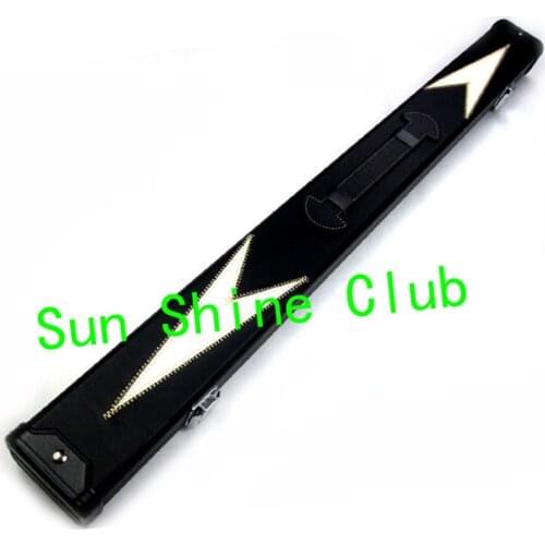 Xmlivet Black with White Design 48" 2 Compartments PU Leather Billiard Snooker Cue Case 1pc 3/4 snooker cue with mini-extension