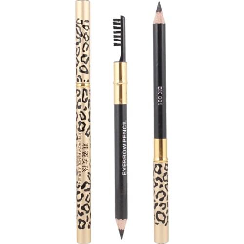 5 Colors Double-Headed Leopard Eyebrow Pen Waterproof Eyebrow Tattoo Pencil Cosmetic Long Lasting Natural Eye Brow Black Pencil