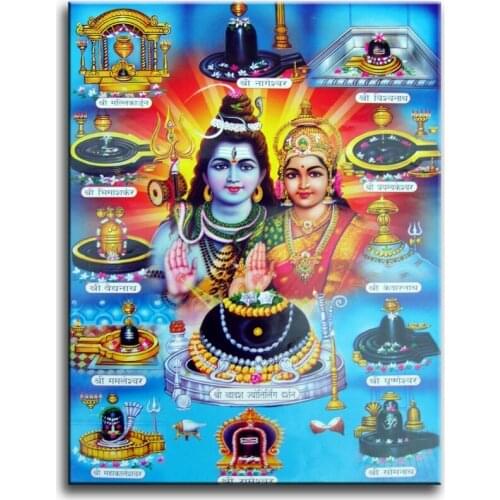 Ancient Indian holy temple worship gods Hindu deities painting Home decor simulation oil painting on the canvas print 2019042003