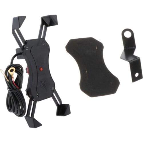 MTB Motorbike Motorcycle USB Phone GPS Handlebar Bracket Mount Charging Holder with Grip Motorcycle Holder Bracket