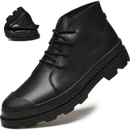 Mens Shoes Autumn Non Slip Comfy Motorcycle Ankle Boots Handmade Leather Casual Men Boots Breathable Military Shoes Size 37-47