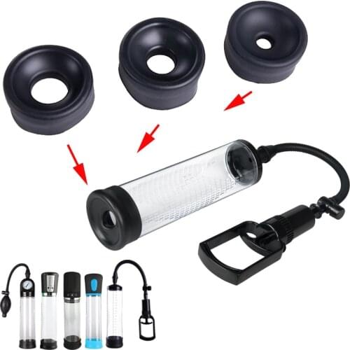 Male Silicone Ring Penis Pump Sleeve Penis Extender Trainer Accessories Penis Erection Enlarger Exerciser Adult Sex Toys for Men