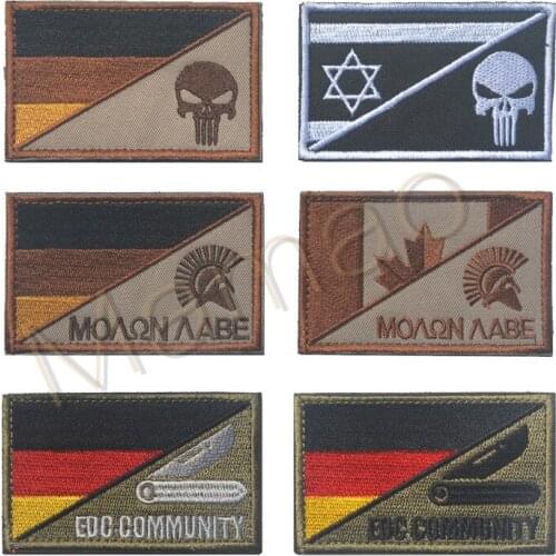Germany Spartan Israel Canada Flag Skull Patch Embroidery insignia cloth badge Tactical Military Fighting spirit patches