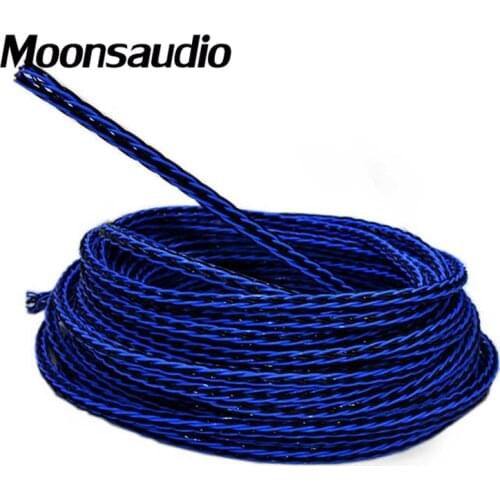 One Meter Blue 8TC 8core twist cable OCC Copper Wire Cable for HIFI Audio Speaker Amplifier Turntable CD Player 16 Strands