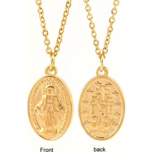 Our lady Mary Necklace Virgen de Guadalupe Pendant Necklace for Women/Girls Gold Color Jewelry Rolo cable Chain Necklace choker