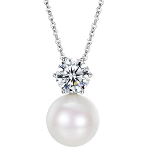 2021 New Simple White Imitation Glass Pearl Pendant Necklaces for Women Zircon Pearl Jewelry Bride Wedding Party Jewelry Gift