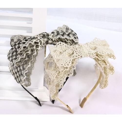 2020 Vintage Snowflake Lace Bezel Hair Band Women Bow Headband Girls Hair Accessories Hoop Hair Clips Hairband opaska do wlosow