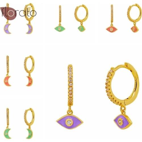 Moon/Eye Pendant 925 Sterling Silver Ear Buckle Exquisite Fashion Hoop Earrings Elegant Jewelry For Women Birthday Gift