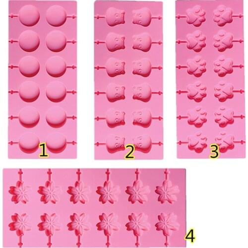 Cherry Silicone Lollipop Mold Candy Chocolate Molds Round Cake Decorating Form Bake Bakeware Tool Bear Lolipops Cake MoldsB104-6