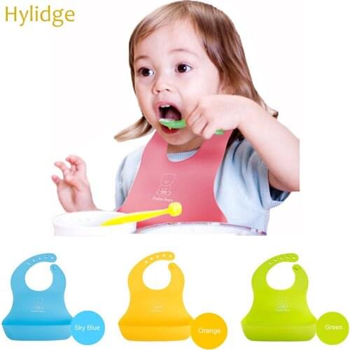 Hylidge Anti-Dirty TPE Imitation Silicone Baby Bib Waterproof Bib Silicon Breastplate Baby Bib Adjustable Toddler Feeding Bibs