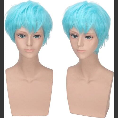 Bigbang Light Blue Short Cospaly Wig Synthetic Hair Halloween Costume Party Play Wigs High Temperature Fiber