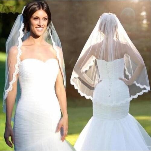 Lace Edge the Veil Lace Short Design Single Bohemian Wedding Brides Waist Long Hair Comb