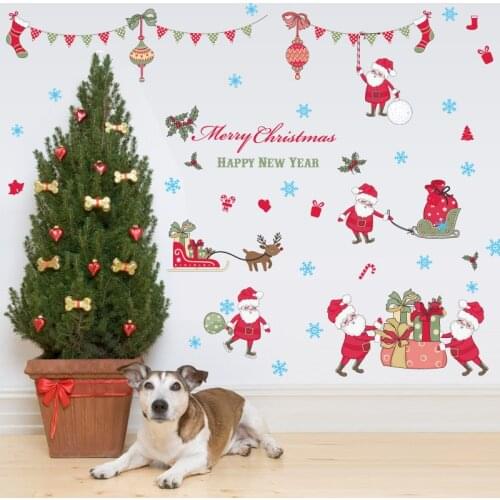 Merry christmas window stickers DIY Vinyl Wall Stickers Santa Claus Glass Home Decor Art Decals Wallpaper decorations for home