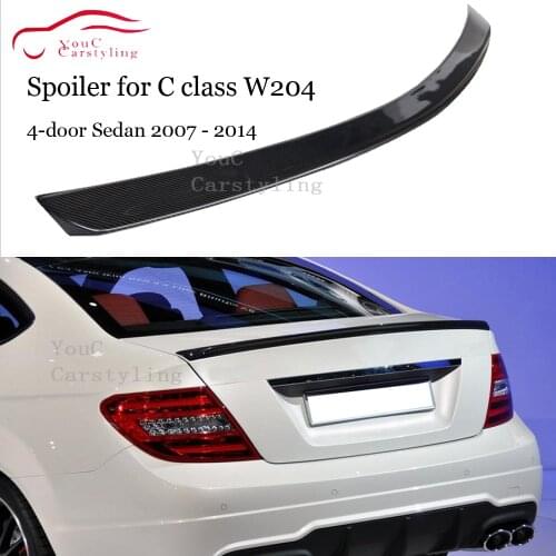 W204 Carbon Fiber Spoiler C74 / AMG / RT / R /V Style Rear Trunk Boot Lip for Mercedes C W204 4-door Sedan 2007 - 2014 C300 C350