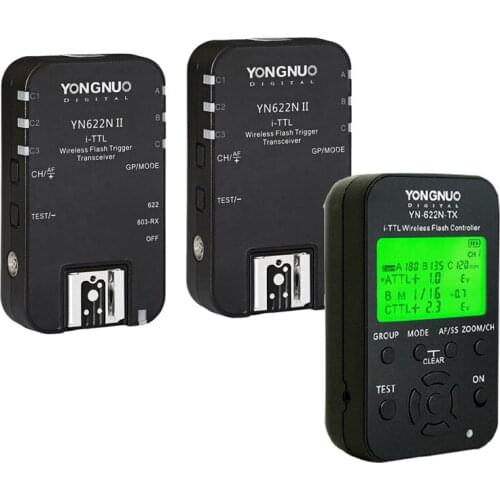 YONGNUO YN622N-TX i-TTL LCD Wireless Flash Trigger Controller + 2pcs YN622N II Transceiver for Nikon Dslr Camera Speedlite