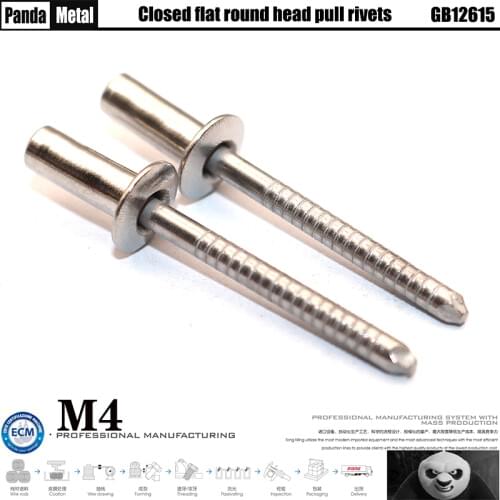 Blind head 304 stainless steel round head rivet GB12615 all-steel 304 + 420 round head pull rivet rivet specification M4