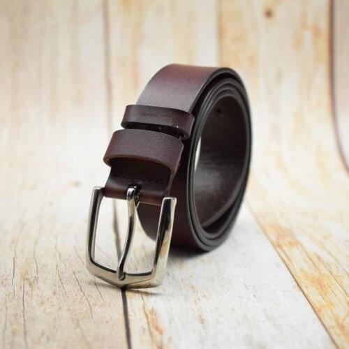 WESTERN AUSPICIOUS Belt Stainless Steel Buckle Men Belt Cow Leather Belts Men Fashion Coffee Black Male Strap