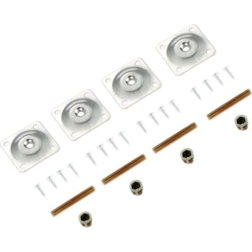 4 Sets Iron Furniture Leg Mounting Plates with M8 Female Adapters & Hanger Bolt Screws Table Chair Sofa Feet Attachment Hardware