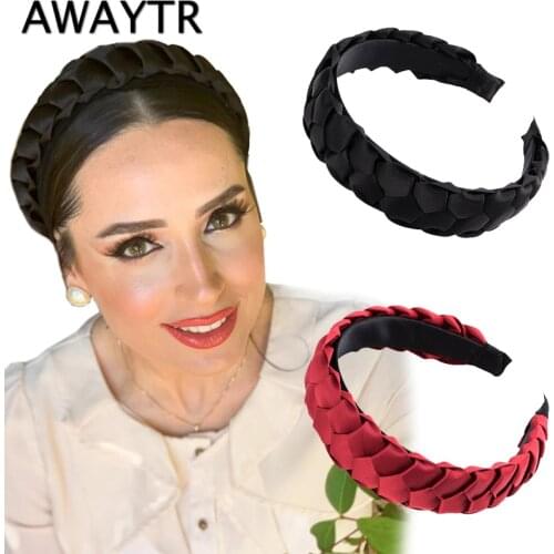 AWAYTR New Braid Headbands Twist Plaid Headband Female Elegant Bezel Turban Women Hairbands Girls Hair Accessories Hair Hoop