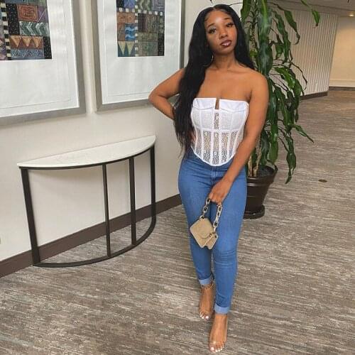 Womens Crop Tops Sexy Chic Hollow Corset Ladies Lrregular Street Temperament Sexy Fishbone Strapless Top 2021 Halter Club Vest