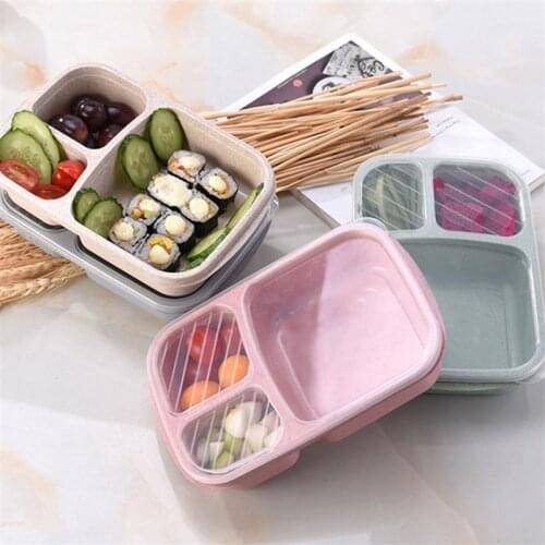 1Pcs Compartment Food grade Wheat Straw Lunch Box for Student Adult Microwave Bento Box Picnic Food Container