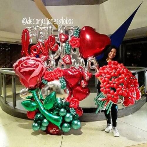 1pcs pink rose flower foil balloon big sunflower shape balloons wedding decorations baby shower engaged marriage balloons decor