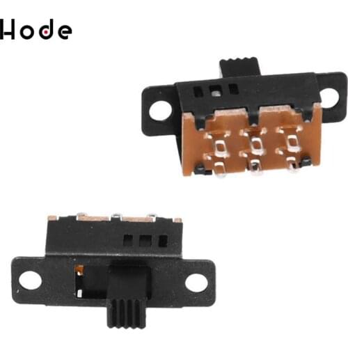 10PCS Toggle Switch 3 Position 6 Pins With Fixed Hole Handle High 6mm DPDT 2P2T Panel Mount Slide Switch SS-23D32G6