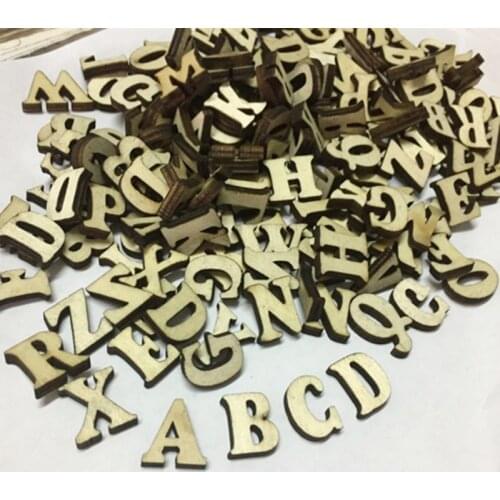 100PCS Rustic Wooden Capital Letters Alphabet DIY Wood Cutout Discs For Patchwork Scrapbooking Arts Crafts Random Letter
