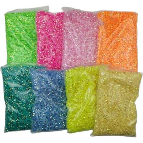 10000pcs 6mm Jelly AB Flatback Round Resin Rhinestones Crystal Clear AB Non Hotfix For Nail Decorations Clothes 3D Glue On