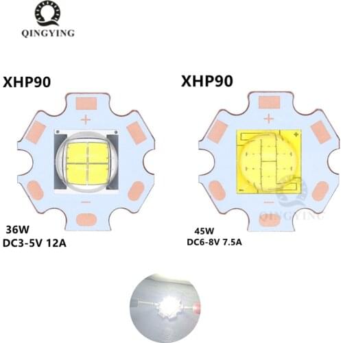 2-10pcs 3V 6V CREE High Power 36W 45W 36W XHP90 XHP110 LED Emitter Diode with 20mm PCB Cold white For lamp DIY
