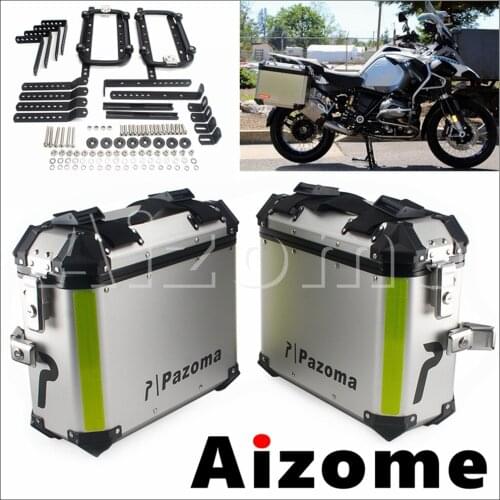 2pcs Aluminum Side Panniers Box Motorcycle Saddle Hard Luggage Saddlebag Rear Trunk For Kawasaki Suzuki Honda Yamaha BMW Aprilia