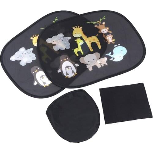 2PCS Cute Cartoon Car Sun Shade Cover UV Protect Curtain Side Window Sunshade Cover For Baby Kids Universal Car Styling Foldable