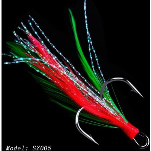 Lot 20pcs Fish hook 2 4 6 8 10# Black Fishing Hooks with Feather Fly Fishing Tackle High Carbon Steel Barbed Sharp Hooks SZ005