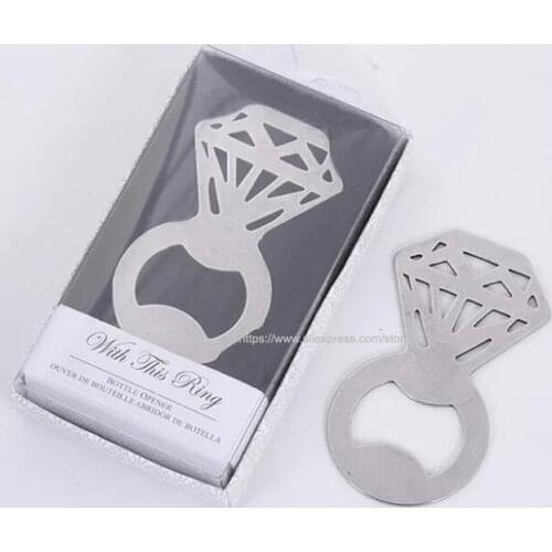 200pcs Diamond Ring Shaped Beer opener Stainless Steel Soda Wine Cap Can Bottle Opener Openers Bar Tool