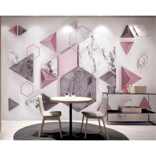 Beibehang Custom 3d wallpaper mural three-dimensional geometric polygonal marble texture mosaic background wall papel de parede