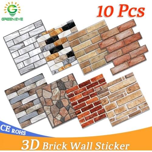 3D Wall Stickers DIY Brick stone pattern Self-Adhesive Waterproof 3D Wall Stickers Kitchen Backsplash Bathroom Wall Tile Paper