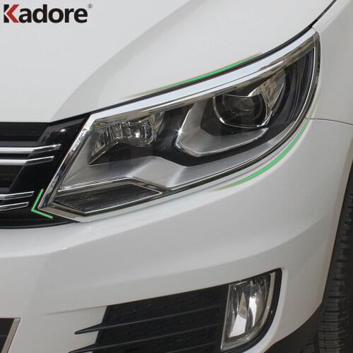 Car Styling Accessories For Volkswagen Tiguan 2013 2014 2015 Chrome Head Light Headlight Car Lamp Shade Cover Decoration Trim