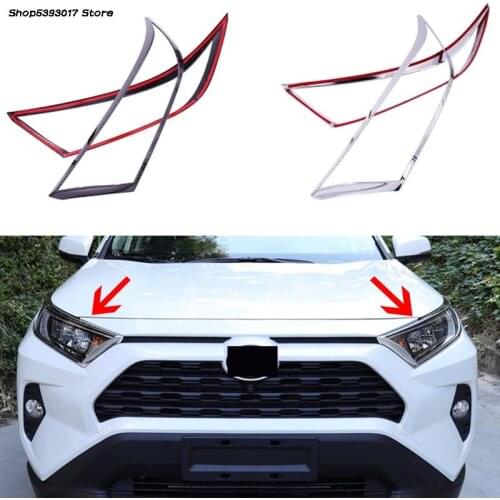 Car Headlight Eyebrow Cover Trim Head light lamp Eyebrows Decoration Foglight Lamp Shade For Toyota Rav4 RAV-4 2019 20202021