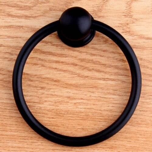 DIA 65MM Modern simple black drop ring drawer cabinet knob pull matte black dresser tv cabinet bathroom cabinet cupboard handle
