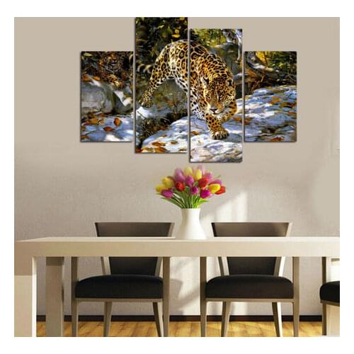 B-DC Home Decor Canvas Cheetah Paintin Custom Prints Wall Art Pictures For Living Room Oil Cuadros Decor Modular Poster