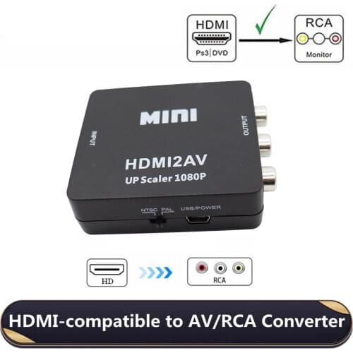 MINI HDMI-compatible to RCA AV/CVBS Composite Video AV Converter Adapter HDMI2AV for TV VHS VCR DVD Hot Sale
