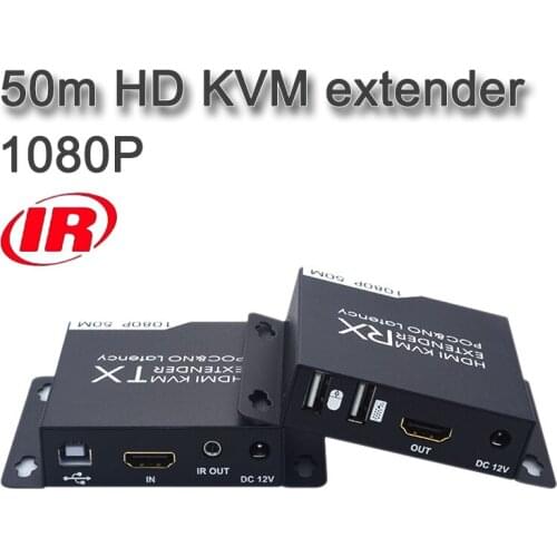 HD KVM extender 1080P cat6/cat6A/cat7 Extend 50 meters IR control Support POC single-ended power supply lossless no delay DC 12V