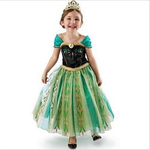 Summer Girls Dress Cartoon Cosplay Snow Queen Princess Dresses Elsa Dresses Anna Costume Baby Children Clothes Kids Clothing