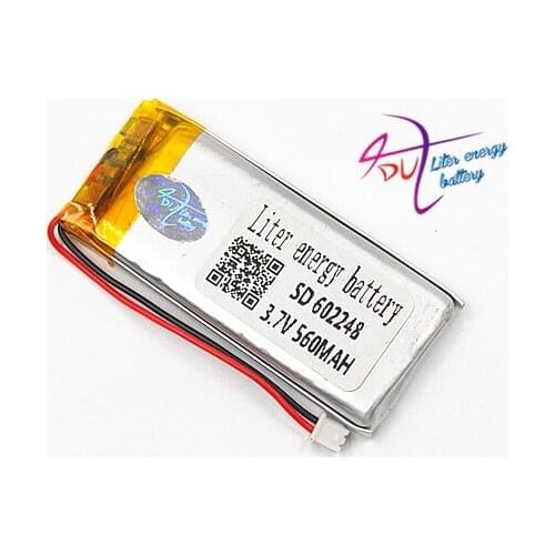 3.7V 560mAh Battery 602248 Lithium Polymer LiPo Rechargeable JST ZH 1.5mm 2 pin cells li ion For Mp3 GPS PSP Vedio game speaker