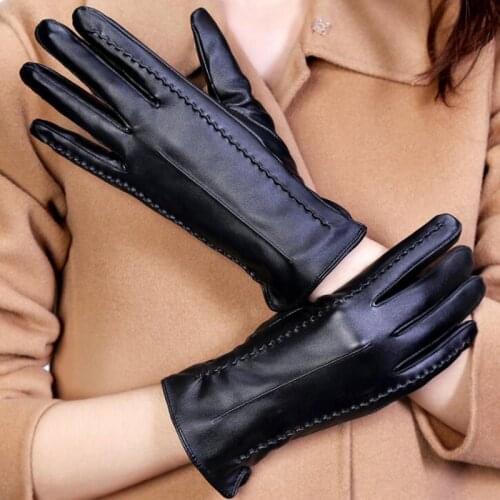 Fashion popular imitation leather touch screen gloves riding driving windproof plus velvet warm full finger gloves S36