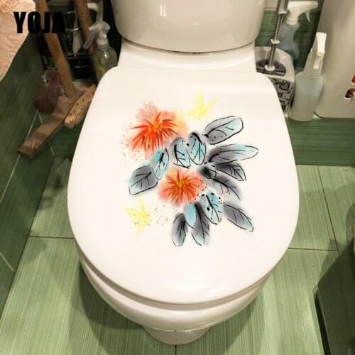 YOJA 19.3*22.2CM Cartoon Ink Painting Creative Home Room Wall Sticker Bathroom Toilet Decor T1-0735