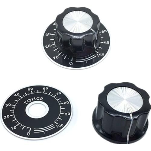 10sets A03 Dial Knob + MF-A03 Bakelite Knob With Scale Plate Sheet Scale Digital Potentiometer Knob