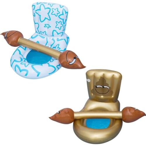 4 piece set of inflatable water toilet seat floating chair funny water sports game percussion stick suitable teenagers and adult
