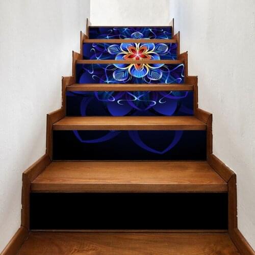Decal Home Decor Cute Blue Pattern Cool Stair Sticker Self Adhesive Paper for Living Room PVC Waterproof 3D Print Sticker Art